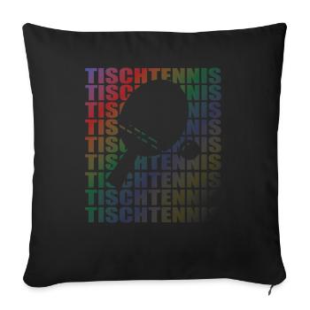 Tischtennis Zubehör Pingpong Motiv - Sofakissenbezug 45 x 45 cm - Schwarz - Vorne