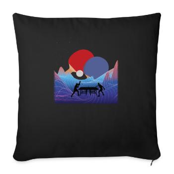 Accessoires de tennis de table Motif de pingpong - Housse de coussin décorative 45 x 45 cm - noir - Devant