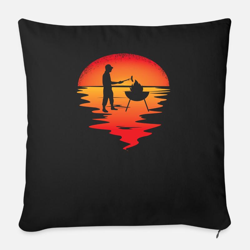 Grillen und Camper Geschenkidee - Sofakissenbezug 45 x 45 cm - Schwarz