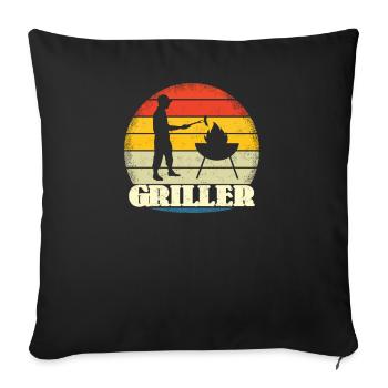 Grillen und Camper Geschenkidee - Sofakissenbezug 45 x 45 cm - Schwarz - Vorne