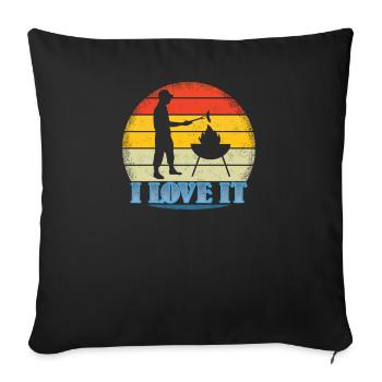 Barbecuing and Camper Gift Idea - Sofa pillowcase 17,3'' x 17,3'' (45 x 45 cm) - black - Front