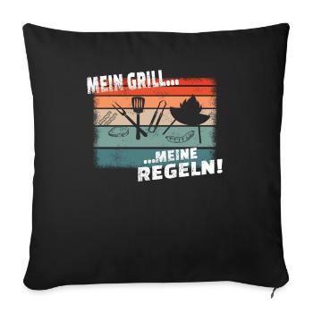 Grillen und Camper Geschenkidee - Sofakissenbezug 45 x 45 cm - Schwarz - Vorne