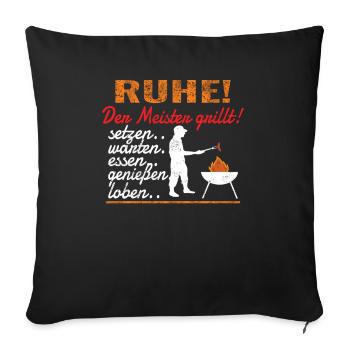 Grillen und Camper Geschenkidee - Sofakissenbezug 45 x 45 cm - Schwarz - Vorne