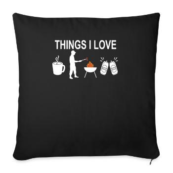 Barbecuing and Camper Gift Idea - Sofa pillowcase 17,3'' x 17,3'' (45 x 45 cm) - black - Front