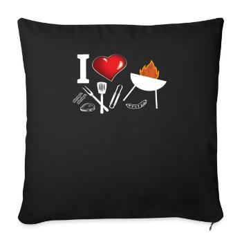 Idée de barbecue et de cadeau de camping-car - Housse de coussin décorative 45 x 45 cm - noir - Devant