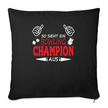 Bowling Zubehör mit Bowling Motiv - Sofakissenbezug 45 x 45 cm - Schwarz - Vorne