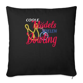 Bowling Zubehör mit Bowling Motiv - Sofakissenbezug 45 x 45 cm - Schwarz - Vorne