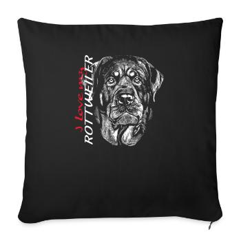Accessoires pour chiens Rottweiler Propriétaires de chiens - Housse de coussin décorative 45 x 45 cm - noir - Devant