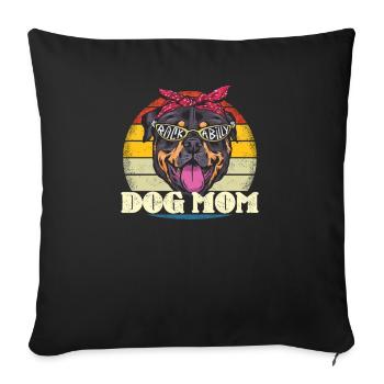 Accessoires pour chiens Rottweiler Propriétaires de chiens - Housse de coussin décorative 45 x 45 cm - noir - Devant