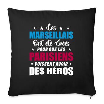 Marseillais Vs Parisiens Humour et drôles - Housse de coussin décorative 45 x 45 cm - noir - Devant