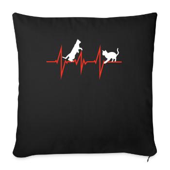 Cat Friend, Cat Accessories Gift - Sofa pillowcase 17,3'' x 17,3'' (45 x 45 cm) - black - Front