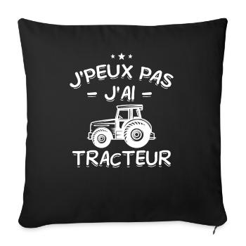 J'Peux Pas ! J'Ai Tracteur 🚜🌾 - Housse de coussin décorative 45 x 45 cm - noir - Devant