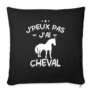J'Peux Pas ! J'Ai Cheval 🐎 - Housse de coussin décorative 45 x 45 cm - noir - Devant
