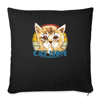 Cat Friend, Cat Accessories Gift - Sofa pillowcase 17,3'' x 17,3'' (45 x 45 cm) - black - Front