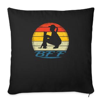 Cat Friend, Cat Accessories Gift - Sofa pillowcase 17,3'' x 17,3'' (45 x 45 cm) - black - Front