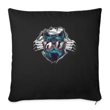 Cat Friend, Cadeau d’accessoires pour chat - Housse de coussin décorative 45 x 45 cm - noir - Devant
