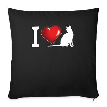 Cat Friend, Cat Accessories Gift - Sofa pillowcase 17,3'' x 17,3'' (45 x 45 cm) - black - Front