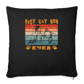 Cat Friend, Cadeau d’accessoires pour chat - Housse de coussin décorative 45 x 45 cm - noir - Devant