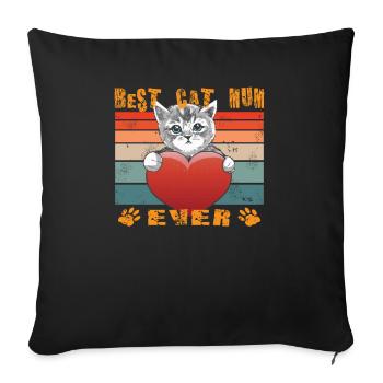 Cat Friend, Cadeau d’accessoires pour chat - Housse de coussin décorative 45 x 45 cm - noir - Devant