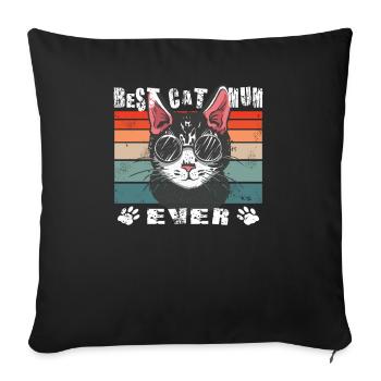 Amoureux des chats, cadeau accessoire chat - Housse de coussin décorative 45 x 45 cm - noir - Devant