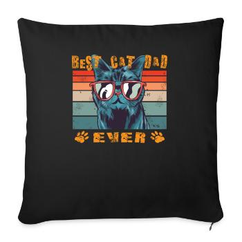 Cat Friend, Cat Accessories Gift - Sofa pillowcase 17,3'' x 17,3'' (45 x 45 cm) - black - Front