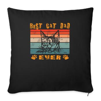 Cat Friend, Cat Accessories Gift - Sofa pillowcase 17,3'' x 17,3'' (45 x 45 cm) - black - Front