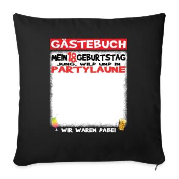18th Birthday Girl & Boy Guestbook - Sofa pillowcase 17,3'' x 17,3'' (45 x 45 cm) - black - Front