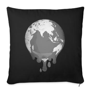 Planet Earth is melting due to climate change - Sofa pillowcase 17,3'' x 17,3'' (45 x 45 cm) - black - Front