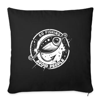 Geh Fischen vermeide Menschen Ruhe am Wasser - Sofakissenbezug 45 x 45 cm - Schwarz - Vorne