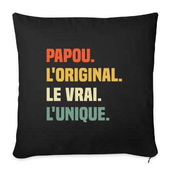 Papou L'original Le Vrai L'unique Cadeau Vintage - Housse de coussin décorative 45 x 45 cm - noir - Devant