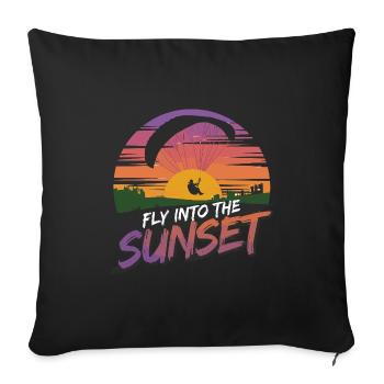 Gleitschirmfliegen Fly Into Sunset Abenteuer - Sofakissenbezug 45 x 45 cm - Schwarz - Vorne