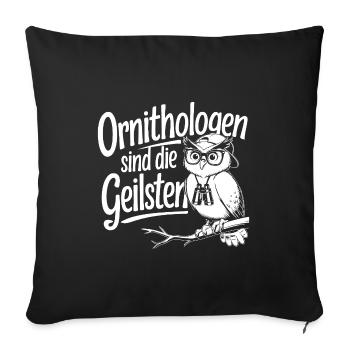 Ornithologen sind die Coolsten lustige Eule - Sofakissenbezug 45 x 45 cm - Schwarz - Vorne