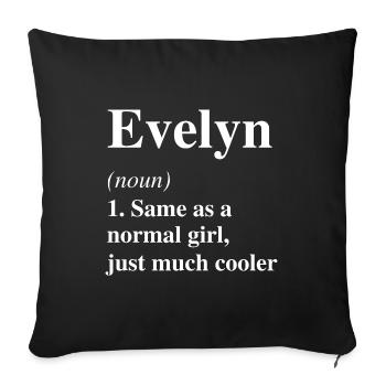 Evelyn Définition Cool Nom Dicton Cadeau - Housse de coussin décorative 45 x 45 cm - noir - Devant