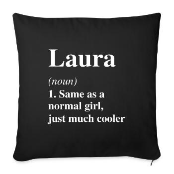 Laura Définition Cool Nom Dicton Cadeau - Housse de coussin décorative 45 x 45 cm - noir - Devant