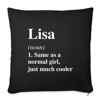 Lisa Définition Cool Nom Dire Cadeau - Housse de coussin décorative 45 x 45 cm - noir - Devant
