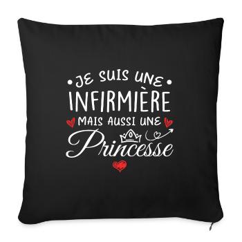 Je Suis Une Infermière, Mais Aussi Une Princesse - Housse de coussin décorative 45 x 45 cm - noir - Devant