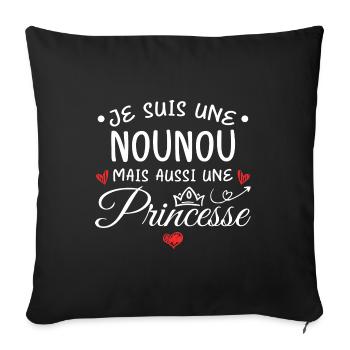 Je Suis Une Nounou, Mais Aussi Une Princesse - Housse de coussin décorative 45 x 45 cm - noir - Devant