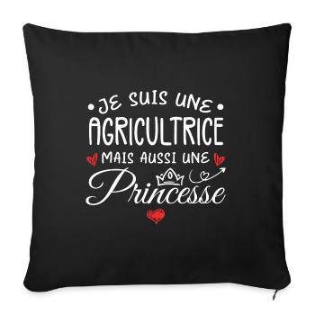 Je Suis Une Agricultrice, Mais Aussi Une Princesse - Housse de coussin décorative 45 x 45 cm - noir - Devant