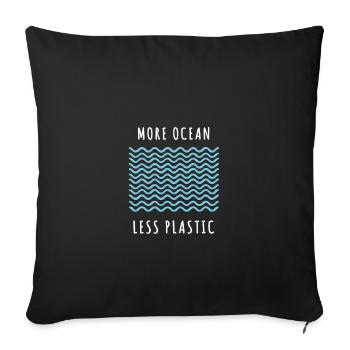 Plus de T-shirt bio moins plastique organique Femme Homme - Housse de coussin décorative 45 x 45 cm - noir - Devant