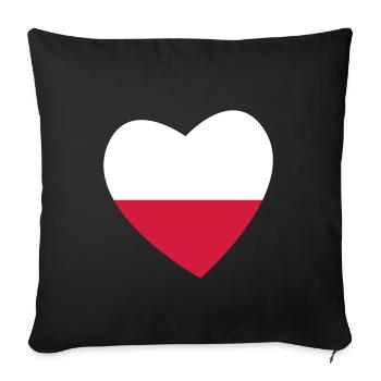 Herz Polen - Sofakissenbezug 45 x 45 cm - Schwarz - Vorne