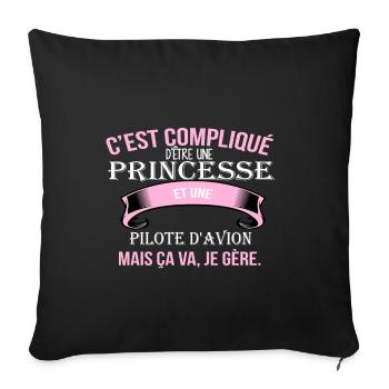 Pilote d avion - Housse de coussin décorative 45 x 45 cm - noir - Devant