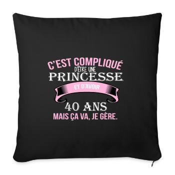 40 ans - Housse de coussin décorative 45 x 45 cm - noir - Devant