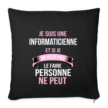 informaticienne - Housse de coussin décorative 45 x 45 cm - noir - Devant