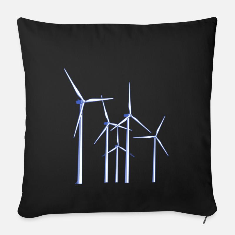 Windräder - Sofakissenbezug 45 x 45 cm - Schwarz