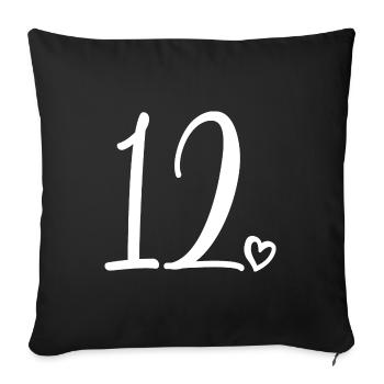 12th Birthday Girls 12 Years Old Cute Number 12 - Sofa pillowcase 17,3'' x 17,3'' (45 x 45 cm) - black - Front