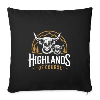 Les Highlands bien sûr, j’adore mes Highlands écossais - Housse de coussin décorative 45 x 45 cm - noir - Devant