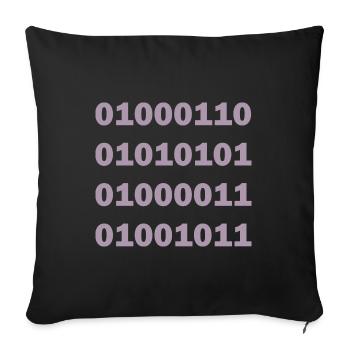 Code binaire Fuck - Housse de coussin décorative 45 x 45 cm - noir - Devant
