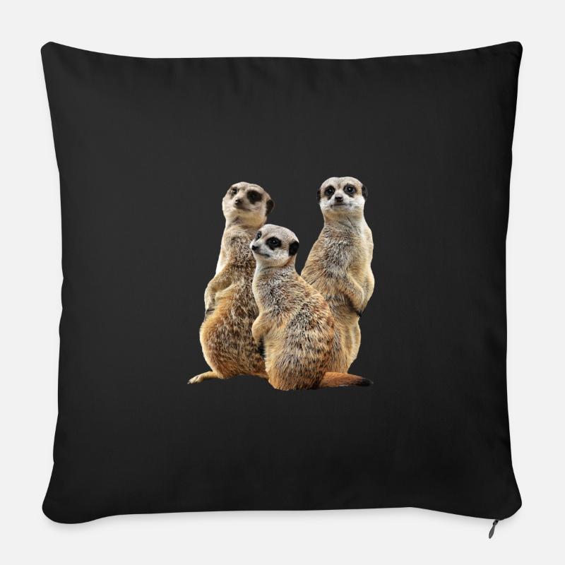 Erdmännchen - Mangusten - Afrika - Sofakissenbezug 45 x 45 cm - Schwarz
