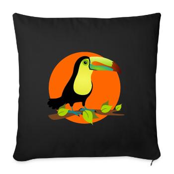 exotic toucan in the tropics in front of a sun - Sofa pillowcase 17,3'' x 17,3'' (45 x 45 cm) - black - Front