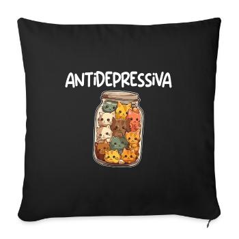 Antidepressiva süße Katzen im Glas - Sofakissenbezug 45 x 45 cm - Schwarz - Vorne